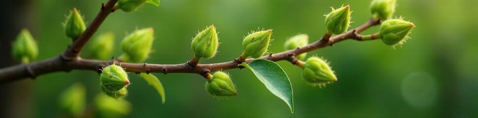 Detail of willow branch buds, with intricate details and textures, nature, tree, botanical