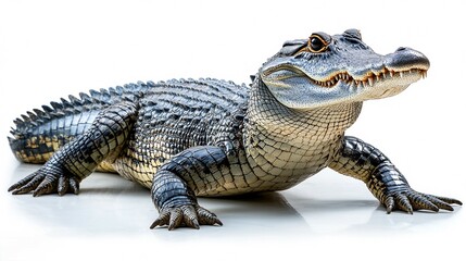 Fototapeta premium A detailed image of a crocodile showcasing its textured skin and distinctive features.