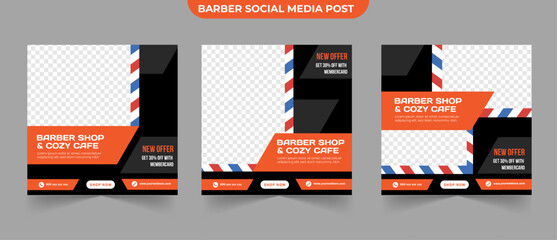 Modern barbershop cafe mens grooming salon for social media post ideas content brochure and web banner template