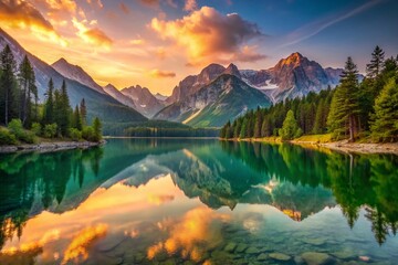 Serene Fjord Sunset: Minimalist Alpine Landscape Photography