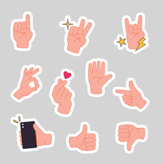 Set Hand Gesture Sticker Illustration