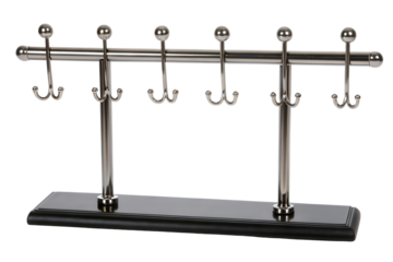 Metal rack with six hooks isolated with transparent background