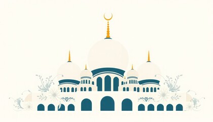 Abstract mosque ornament featuring layered domes and detailed floral accents.