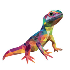 Colorful Low Poly Lizard Vector illustration