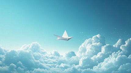 Fototapeta premium 13.Paper Airplane Flies Between Clouds