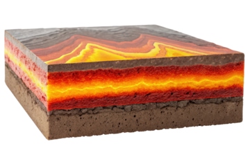 Cross-section of Earth's interior isolated with transparent background