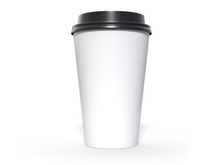 3D coffee cup mockups disposable with plastic lid. Blank white plastic mugs for takeaway hot or cold beverage, milkshake, tea or coffee cups, isolated on background. Mockup packaging for branding