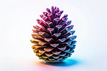 Simple Black Pine Cone Outline, Minimalist White Background, Night Photography Style