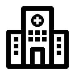 Obraz premium Medical and healthcare icon in black. Hospital black solid icon.