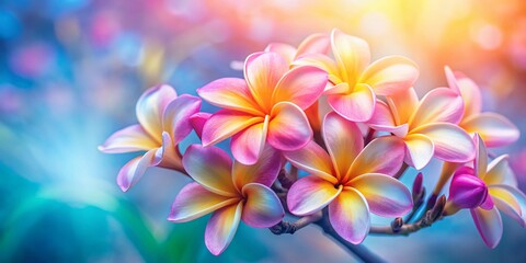 Fototapeta premium Soft Blur Plumeria Flowers on Mulberry Paper Texture - Sweet Pastel Colors