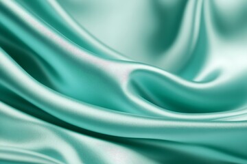 Obraz premium Soft teal silk fabric, luxurious draped waves.