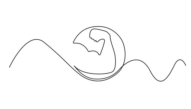 continuous line drawing of arm muscles. one line drawing of the arm showing the muscles. one line vector illustration