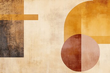 Abstract geometric art with earthy tones and textured background.