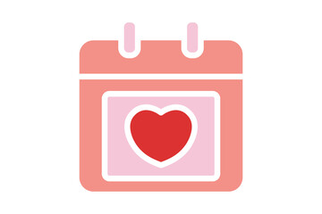 Valentine icon. solid icon style. calendar with heart. icon related to valentine. valentine day elements vector illustration