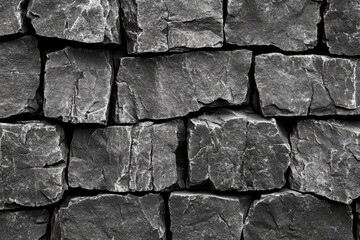Black and white textured stone wall background.