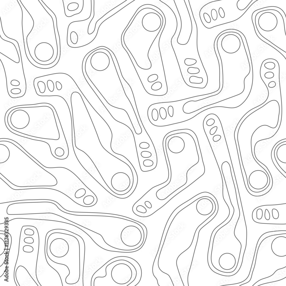 Wall mural golf course layout seamless pattern. top view of vector map outline blueprint