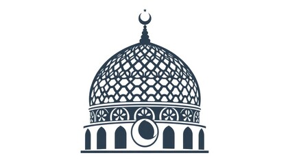 Obraz premium Decorative mosque dome icon with detailed latticework and crescent moon ornaments.