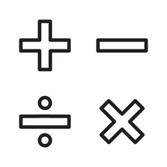 Obraz premium Flat and colorful math operation symbol design illustration, ideal for school, stationery, and learning visuals. Great for educational and math-themed content.