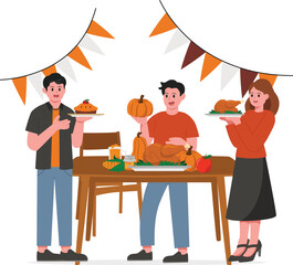 Character Thanksgiving Celebration Dinner Party