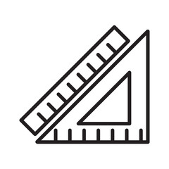 Vibrant flat triangle ruler design illustration, ideal for school and stationery themes. Perfect for geometry and educational content designs.