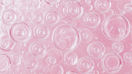 Abstract pink background with translucent circles and bubbles.