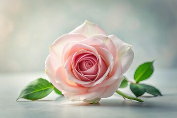Fototapeta premium Surreal Pink Rose Bloom on White Canvas - Dreamlike Floral Photography