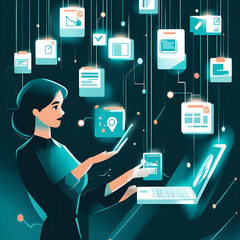 Futuristic Digital Workspace, Digital Work Environment"
"Innovative Workspace Design"
"AI in Modern Workspace"
"Tech-Savvy Workstation"
"Digital Workflow Visualization"
"Modern Work Tech Solutions