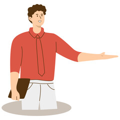 Young People Pointing Illustration with Cartoon Design Style. Isolated Vector Character