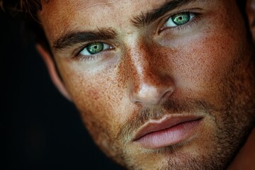 A man with green eyes and a beard