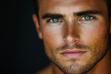 Obraz premium A man with green eyes and a beard