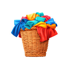 Colorful Basket Filled with Ribbons and Fabric
