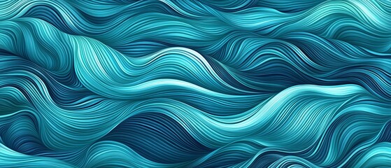 Obraz premium Elegant waves in shades of turquoise and teal.