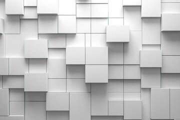 Obraz premium A textured wall composed of varying white cubes, creating a modern and minimalist aesthetic.