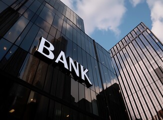 Obraz premium bank sign on the building