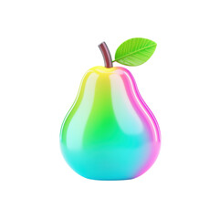 Obraz premium Colorful Gradient Pear Illustration with Leaf Detail
