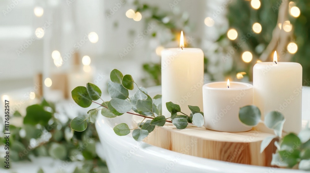 Poster Cozy Candles and Greenery in a Minimalist Winter Wonderland Setting