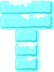 Wall Block Ice Letter Alphabet Vector Element T
