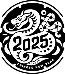 2025 Chinese New Year design featuring dragon and snake symbolizing prosperity