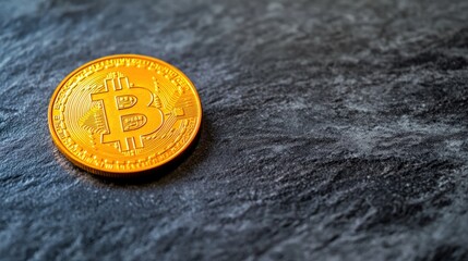 Golden Bitcoin on Dark Background: Cryptocurrency Close-up