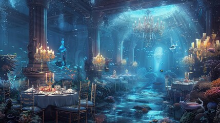 A grand underwater ballroom