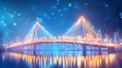 Obraz premium night city bridge, modern architecture - cityscapes at night