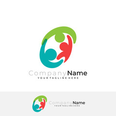 The happy family logo consists of father, mother and children