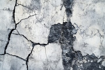 Obraz premium Cracked, weathered, gray concrete surface with dark patches.