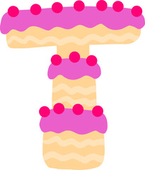 Birthday Cake Letter Alphabet Vector Element T