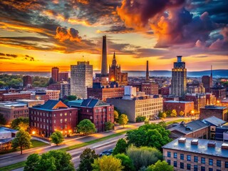 Obraz premium Syracuse City Skyline Documentary Photography: Urban Landscape at Dusk