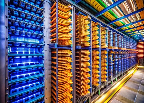 Telecommunication MDF Room: Organized Tag Block Rack, Rule of Thirds Composition