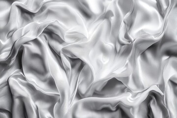 Fototapeta premium Smooth, elegant, silver fabric with soft folds and wrinkles.