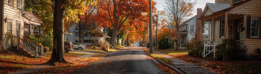 Obraz premium A quiet autumn afternoon in a small town