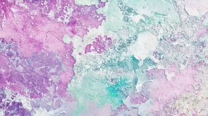 Abstract holographic texture featuring pastel shades of violet, pink, and mint, enhanced by subtle scratches and irregularities for a trendy background