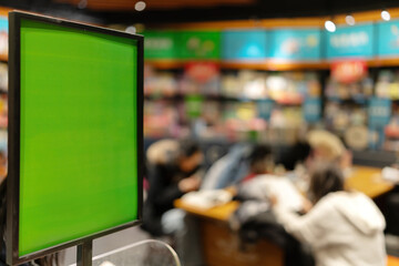 Cozy Reading Environment with Blank Sign in a Modern Bookstore